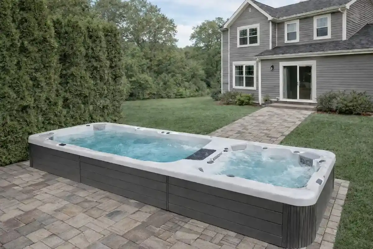 Swim spa installation by swimming pool builder in Sanford