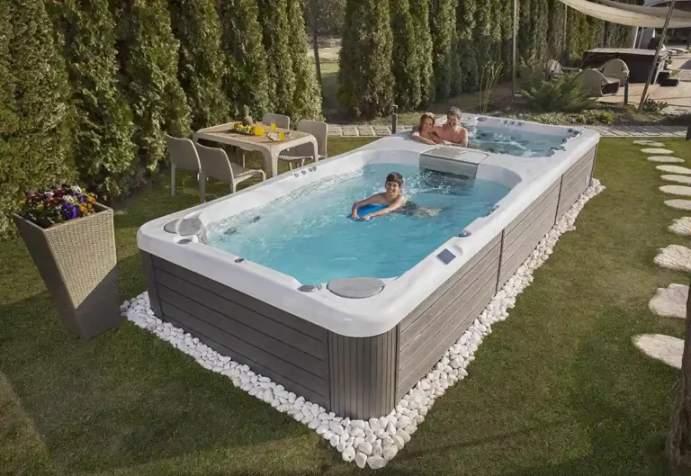 semi inground swim spa